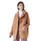 High-end customization double-sided cashmere coat 2019 winter long Real Fur collar Camel wool coat