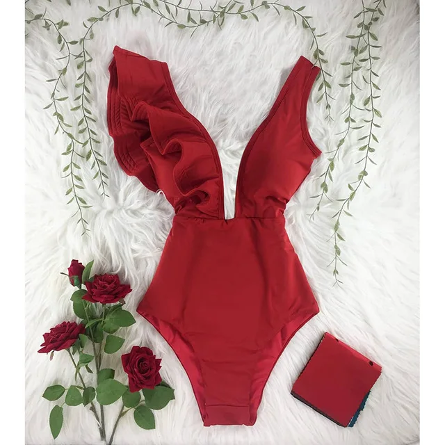 2020 Ruffle One Piece Girl Swimsuit New Off The Shoulder Swimwear Women Solid Deep-V Bathing Suits Beach Wear Swim Suit biquini
2020 Ruffle One Piece Girl Swimsuit New Off The Shoulder Swimwear Women Solid Deep-V Bathing Suits Beach Wear Swim Suit biquini