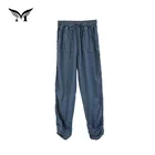 High quality custom new model cotton washed woman denim jeans harem pants trousers