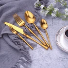 Antique Metal Coloured Titanium Flatware Cutlery Set Gold fork and spoon set silverware manufacturers