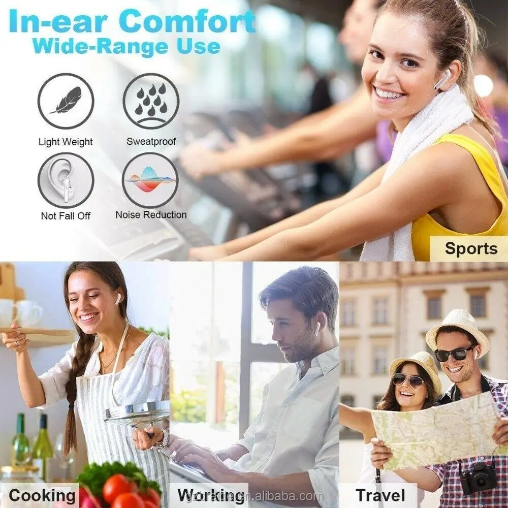 i18 TWS Wireless earphones 5.0 Earbuds Waterproof 3D Sound Touch Control for iPhone for Samsung for Huawei - ANKUX.COM