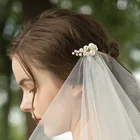 Elegant Champagne Colored Wedding Veils Bridal Accessories Soft Tulle Wedding Bridal Veil