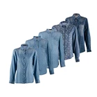New fashionable designer autumn soft breathable printed denim casual top blouse supplier