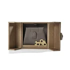 Square Pendant Jewelry Square Hot Sale Custom Simple Coffee Color Leather Square Double Open Pendant Jewelry Gift Box