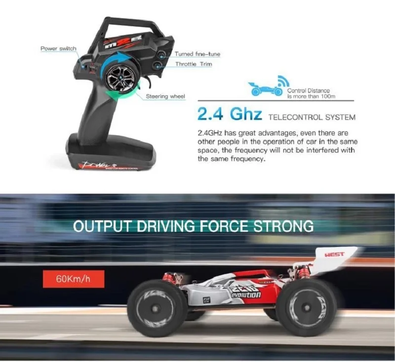 New Arrival 4Wd Alloy 60Km/H High Speed Rc Buggy Electric Car Metal Car 1:14 Wltoys Upgrade Metal l 144001 (9)