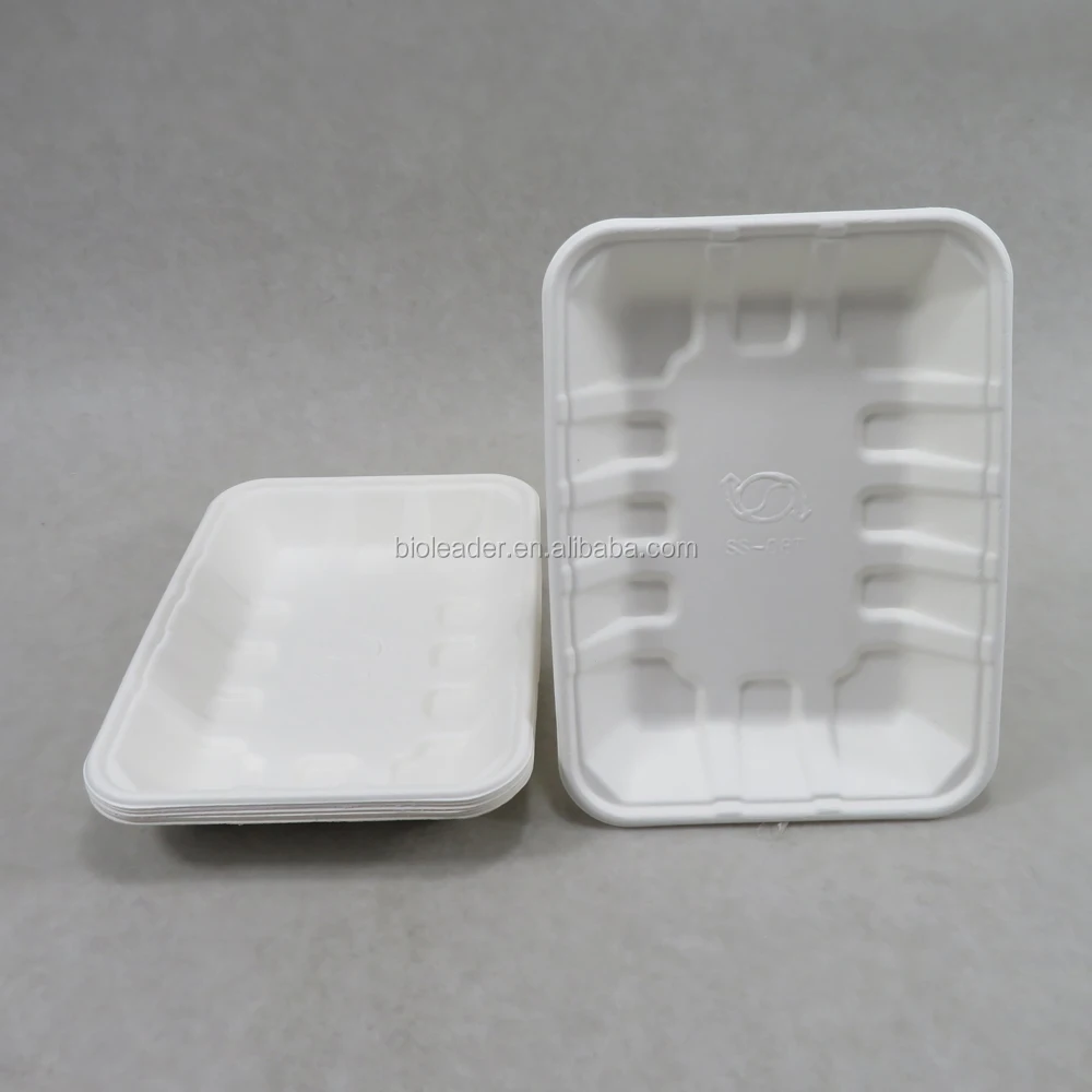 Disposable Bagasse Frozen Food Tray eco-friendly biodegradable food container with clear tops