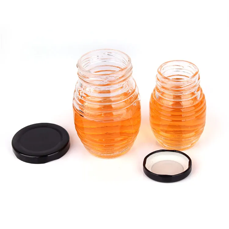 Factory sell stock empty 100ml bee honey glass jar for storage with metal twist off cap