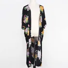 Autumn floral print female ruana print kimono women beachwear spring wrap ladies cover up custom shawl scarf