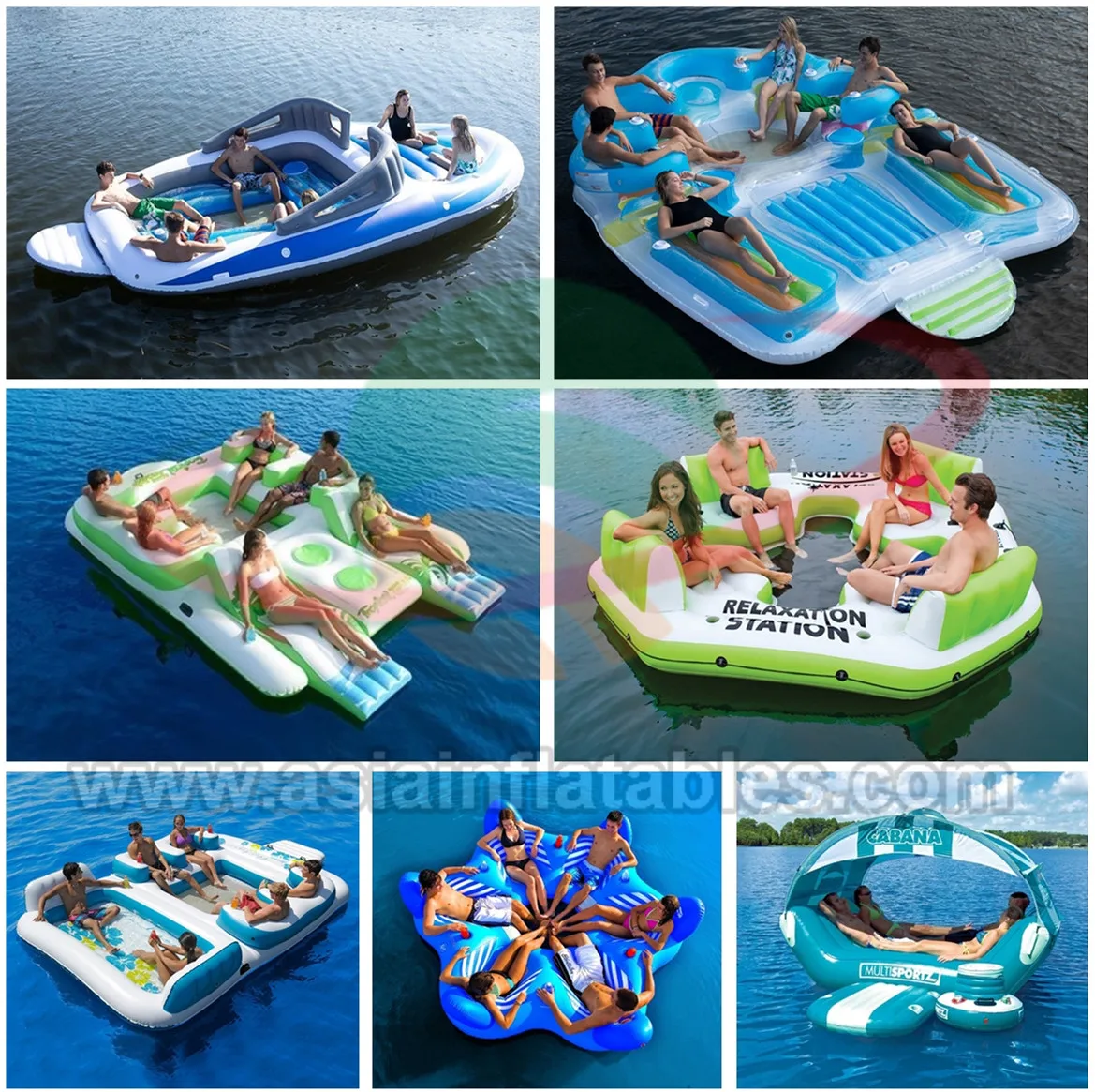 Inflatable water floating island raft/ Inflatable floating bar with tent / inflatable floating lounge floating island river