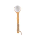 Bamboo Bath Massage Brush Set with Long Handle Massage For Scrubber + Dry Skin Body Brush - Premium Natural bristles
