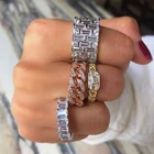 Zircon Ring Zircon Wholesale 925 Silver Women Jewellery Cubic Zircon Cuban Link Chain Ring