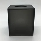 Luxury Motel Square 140*140*150mm Matt Black Resin Hotel Bathroom Accessories Set Tissue Cover Box