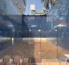 Full glass squash court construction in sports