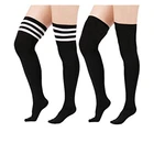 women over the knee high socks black white striped lady long socks sexy plus size thigh high cotton socks for girl