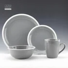 better home ceramic dinnerware set 16 pcs/ white rim glazed stoneware dinner set