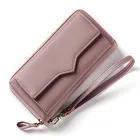 2019 New Women Leather Large Capacity Long Zipper Wallets with Wristlet-strap