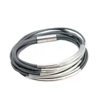 Gray leather bracelet for women strands wrap bracelet silver tubes