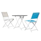 Hotel Outdoor Furniture Sets Patio Balcony Relax Chair Table Set with 2 Folding Chairs and 1 Table