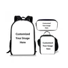 Low MOQ Custom Your Own Design 3 Sets School Backpack Bag Crossbody Bag Pencil Case Student School Bags for Girls Set