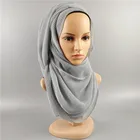 2019 winter plain gray color polyester cotton women crinkle scarf hijab