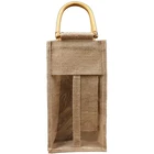 Promotional Eco-friendly Burlap Wine Bottle Bag Jute Wine Bottle Tote with Handle Gift Packaging Wine Bag