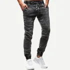New Designs Pant Jeans Grey Plus Size Drawstring Waist Solid Jeans for men