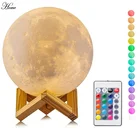 3D Children's toy USB LED Night Light Remote control 16 color 3D moon lamp