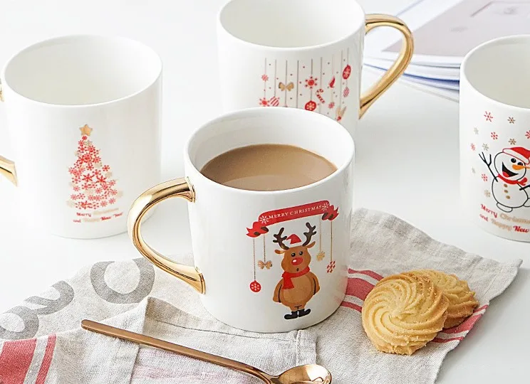 selling cute snowman ceramic breakfast milk christmas gift mug