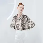 2019 New French Retro Romantic Print loose Long Sleeve Women blouse