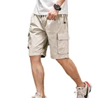 Loose biker shorts sweat running custom printed cotton cargo six pockets shorts khaki and black pants for men