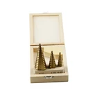 3Pcs Standard Step Drill Bit Set with Automatic Spring Loaded Center Punch Power Tools Cone Titanium Coated Metal