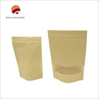 Wholesale Biodegradable Zipper Brown Kraft Paper Bags Tea/Food Packaging Stand Up Paper Ziplock Bag