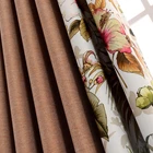 Factory supply linen sunshade floral printing coffee color curtain fabric