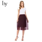 Natural style mature lady high waist women lady elegant pleated skirt