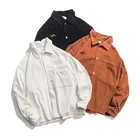 Wholesale Japan Style Mens Plain Shirts Corduroy Jacket Oversized Long Sleeve Shirt