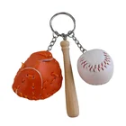 Simulation Baseball Three-piece Key Chain Cheap Wholesale Leather Baseball Promotion Gift Keychain