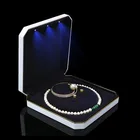 Ring necklace pendant gift case led light custom white jewelry box
