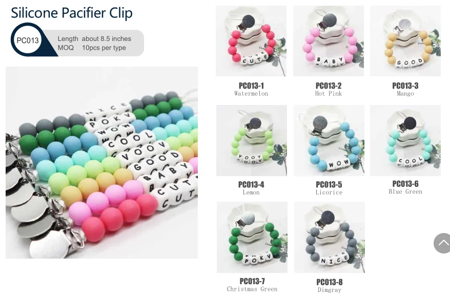 beads holder baby silicone pacifier clip