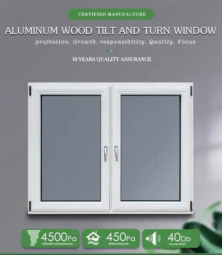 YY construction Aluminium Tilt and Turn Windows Two Open Way with Energy Efficient Glass