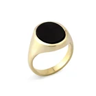 Custom made stainless steel signet ring black agate onyx ring for men's
