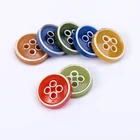 Customized four hole fashion High-end flat bulk round urea buttons for clothes colorful