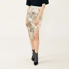 The latest shiny ladies gold beads long high waist fashion sexy skirt