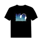 LED Cotton Short T Shirt Light Up and down Flashing EL T-Shirt Men for Rock Disco Party DJ sound activated style
