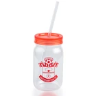Single wall plastic mason jar with lid 16oz