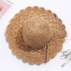 High Quantity Fashion 2019 Summer Flower Brim Beach Straw Hat Ribbon Bucket Sun Cap Straw Hat For Beauty Girls