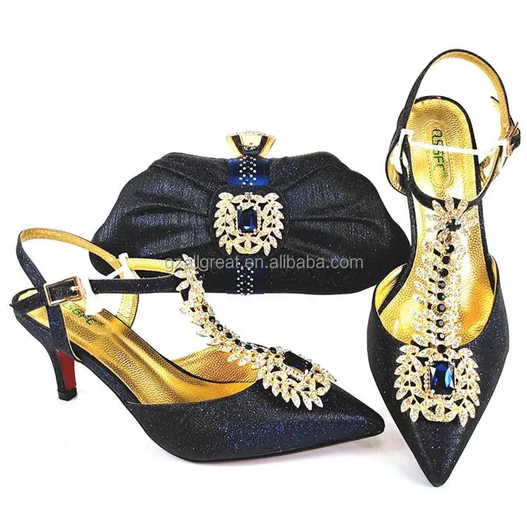 AB8639 Fashion Shoes and Bag Set Genuine Leather Nigeria Shoes for Women