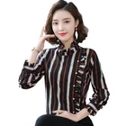 Fashion Blouse New Design Embossed Stripes Fashion Long Sleeve Designer Women Blouse 2020