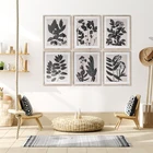 Nordic 6 Panel Prints black and White leaves Prints Botanical plant flower Wall art Home Decor