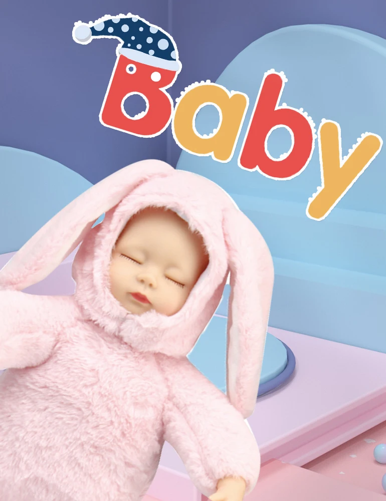Warm Lovely 35 CM Soft Sleeping Baby Plush Doll, Sleeping Cuddle Baby Doll Nighties Animal Doll Appease Baby Toy With Sound