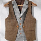 Waistcoat Layered Mens Suit Vest Herringbone